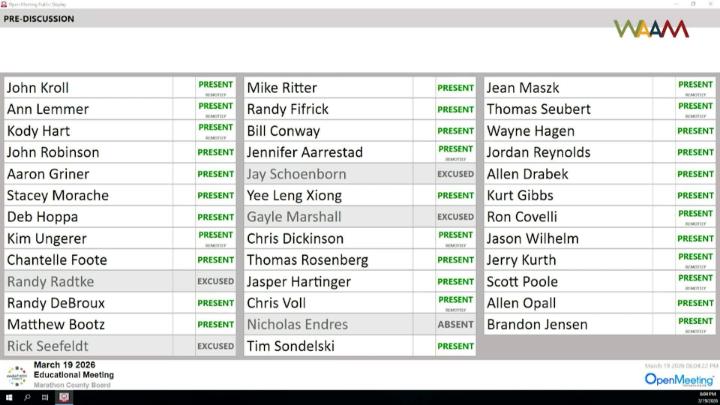 Thumbnail image for Marathon County Board Educational Meeting 3/19/26