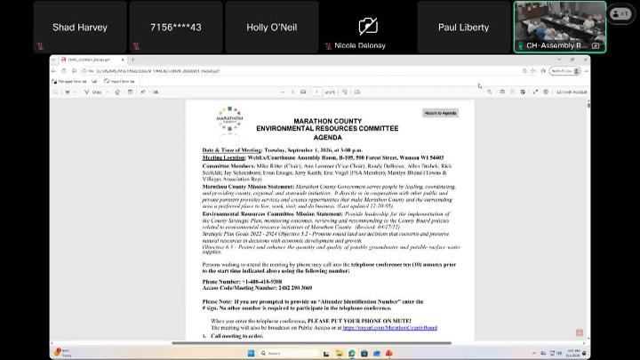 Thumbnail image for Marathon County Board Environmental Resources Committee Meeting - 9/1/26